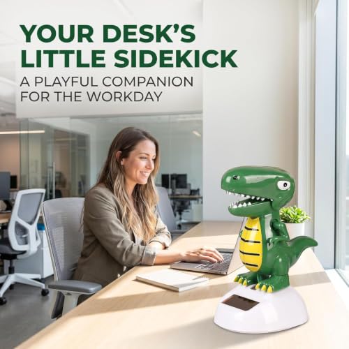 Green Cute Solar Powered Dancing Dinosaur,Decoration Gift,Swinging Dancer, No Battery Required,Desk and Dashboard Decor Home Decor Birthday Gifts Solar Power Kits