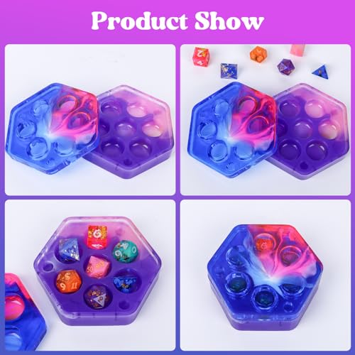 KISREL Dice Resin Molds, DND Dice Set and Organizer Box Epoxy Resin Mold - size: Dice Resin Molds - 7pcs