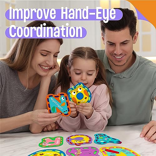 SpriteGru 26PCS Kids Lacing Cards, 26 Double Sided Uppercase Sewing Cards with 26 Colorful Laces, Imagination Development Lacing Toys Games for Children Educational and Learning Activity - color: Uppercase Letters