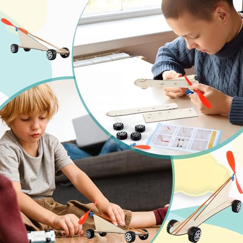24 Sets Rubber Band Propeller Car Kit DIY Bulk STEM Craft Kit