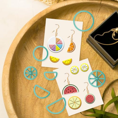 18Pcs Wheel Polymer Clay Cutters Fruit Clay Earrings Cutters Polymer Round Jewelry Cutter for Earrings Making Birthday Party DIY Supplies - color: Circular