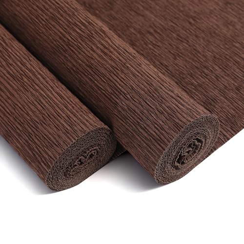 Heavy Crepe Paper for Flower Making, DIY Crafts | Italian-Quality Crepe Paper with 300% Stretch | Papel Crepe de Colores Paquete - color: Chocolate Brown, size: Long (17")