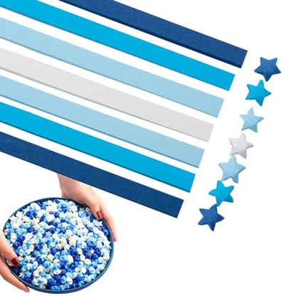 Origami Paper Stars, Colorful Handcraft Origami Lucky Star Paper DIY Paper Arts Creativity Hand Art Crafts (Blue gradient (1350) sheets)