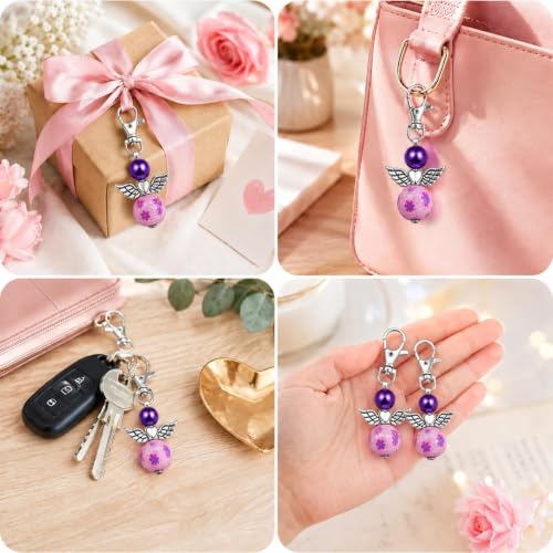 Metacipher 180Pcs DIY Angel Keychain Making Kit with Beads & Pliers - color: Love Wings