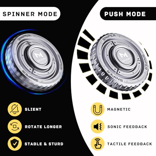 2-in-1 Metal Fidget Spinner Slider, Silent EDC Desk Toys, Silver - style: Tactical Precision Mech Sniper, Industrial Minimalism, Executive & Professional Style, Hardcore EDC & Mechanical Aesthetic