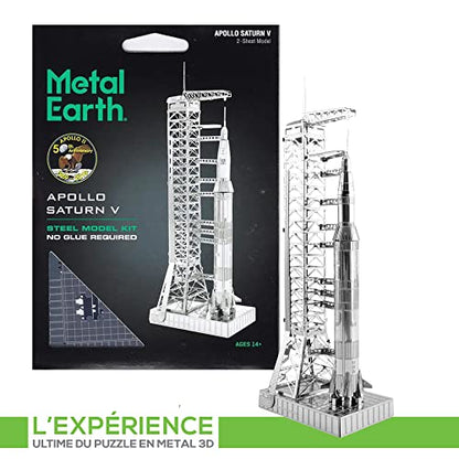Fascinations Metal Earth Apollo Saturn V with Gantry 3D Metal Model Kit - style: Retro