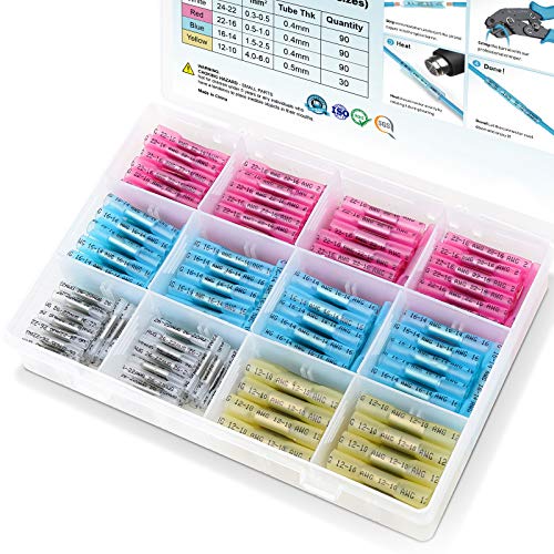 TICONN 300PCS Heat Shrink Butt Connectors, Crimp Wire Connectors Kit - size: 300 PCS-4Sizes