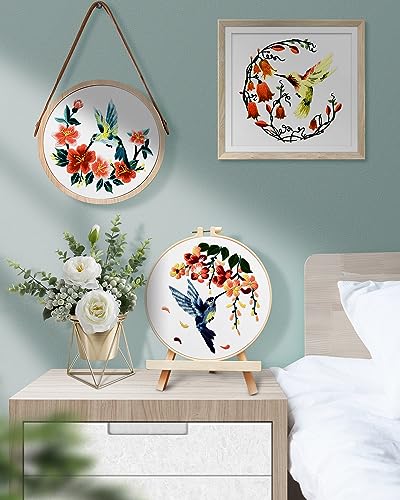 TINDTOP Hummingbird and Flower Embroidery Kit for Adults - color: Hummingbird and Flower