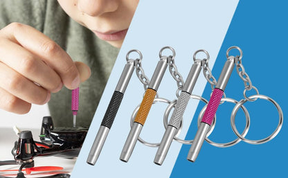 UNEAK - Eyeglass Screwdriver Repair Kit Silver Yellow Pink Black Precision 3 in 1 Mini Screwdrivers Set Keychain Glasses, Sunglasses, Sunglass, Watch, Electronics, Eyeglasses, Flat Head, Phillips, Hex - color: Silver Yellow Pink Black