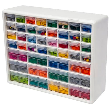 Akro-Mils 44-Drawer Plastic Storage Cabinet, 20"W x 6"D x 16"H, White - color: White, size: 44 Drawer, style: 1 Pack