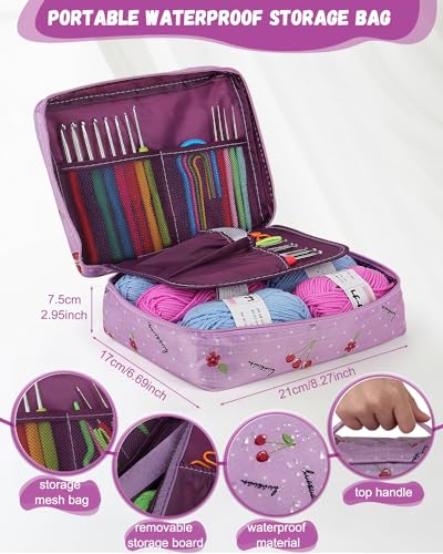 Coopay Crochet Kit for Beginners, 50PCS Crochet Starter Kit - color: Purple-Cherry