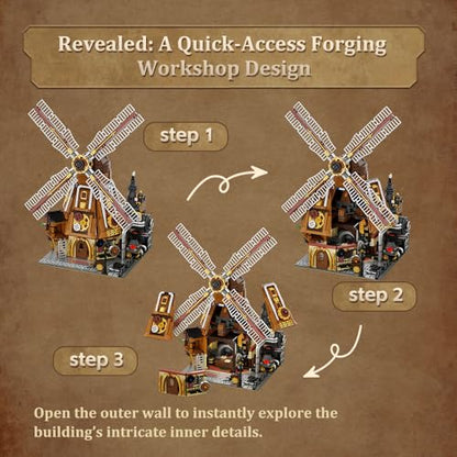PANTASY Steampunk Windmill Workshop Building Set for Adults - size: Windmill Workshop