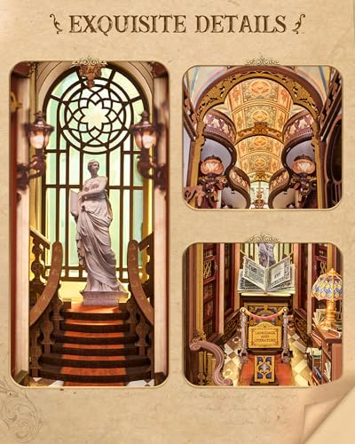Rolife Book Nook Kit Baroque Library Snap-Fit 3D Wooden Puzzles for Adults - color: Library of Wonders