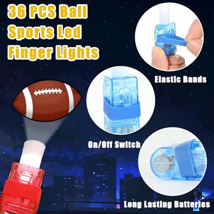 CHUNNIN 36 Pcs Sports LED Finger Lights Glow in Dark Party Favors - style: Sports
