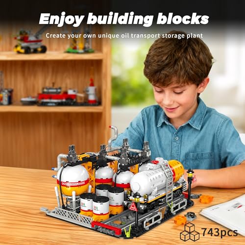 Oil Transport Storage Factory Building Block Set for Boys and Adults,743PCS - style: Oil Transport Storage Factory
