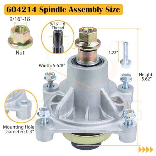 604214 Spindle Assembly for Hustler Raptor 42" 48" 52" Mower Decks - size: 1x604214N