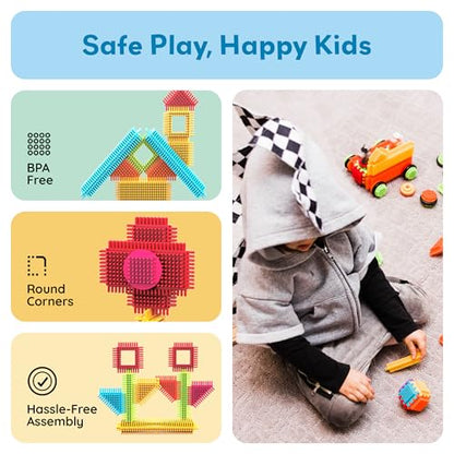 PicassoTiles PTB100 100pcs Hedgehog Shape 3D Building Blocks Tiles Farm Theme Set Learning Playset STEM Toy Set Educational Kit Child Branin Development Preschool Kindergarten Toy - color: Multicolored