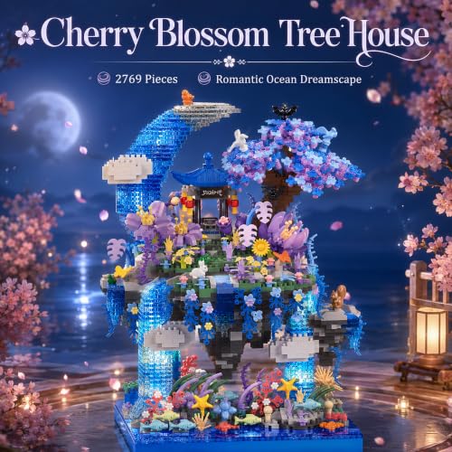 Cherry Blossom Tree Micro Mini Building Block Set 2769 PCS - color: Blue