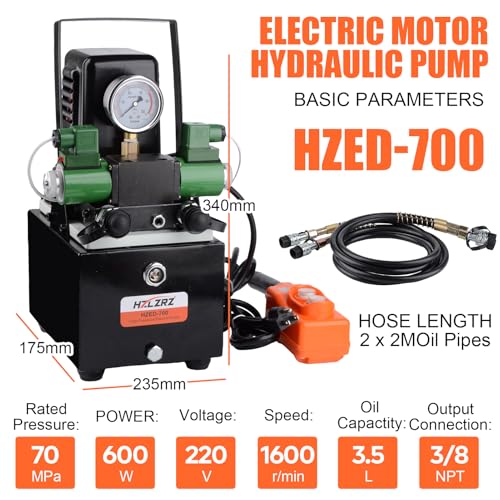 HZLZRZ Two Way Electric Hydraulic Pump Power Pack Unit 2 Stage Double Acting 110v/120V 10k psi (1st Stage/290 Psi, 2nd Stage/10,000 Psi),Two Way Mini - style: HZED-700