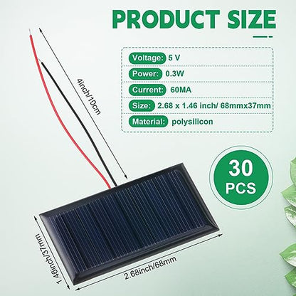 Retisee 30 Pcs Small Solar Panels Mini Polycrystalline Solar Cells