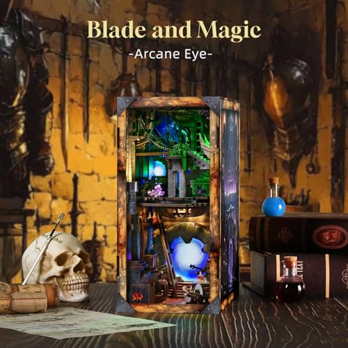 CCCDF Blade and Magic Book Nook Kit, DIY Miniature Dollhouse Kit with LED - color: Blade and Magic