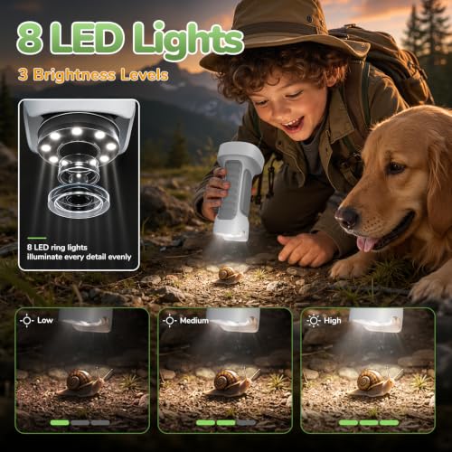 1000X Handheld Digital Microscope for Kids with 2.4" IPS Screen - color: Gray