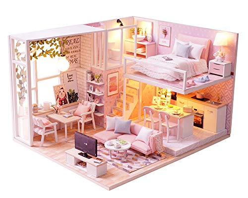Flever Dollhouse Miniature DIY House Kit Creative Room with Loft Apartment Scene for Romantic Artwork Gift (Tranquil Life) - color: Tranquil Life