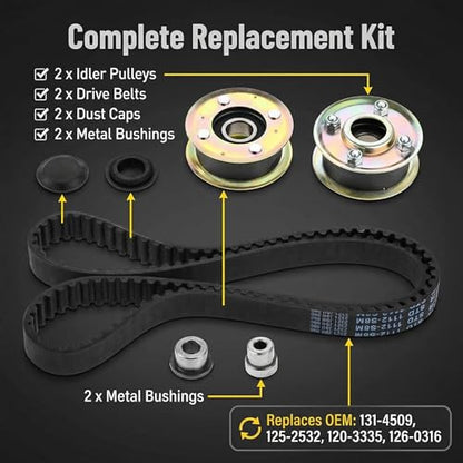 Idler Pulley Belt Kit 131-4509 120-3335 for Toro TimeMaster 30" - size: 131-4529