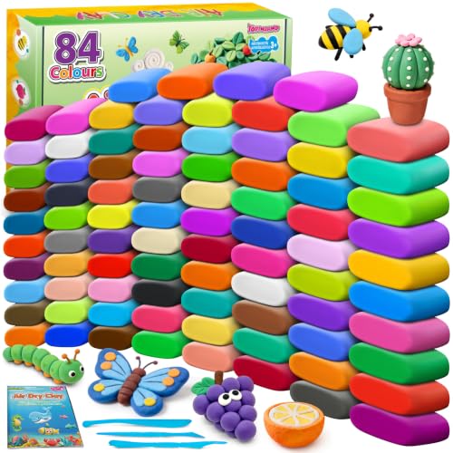 Air Dry Clay 84 Colors, Modeling Clay for Kids, DIY Molding Toy with Tools - color: 84 Colors