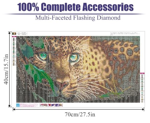 BOHADIY 5D Diamond Painting Kits for Adults,Animal Leopard Diamond Art Kits for Adult Beginner,DIY Full Drill Diamond Dots Paintings with Gem Art and Crafts for Adults Home Wall Decor 27.5 x15.7 inch