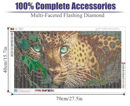 BOHADIY 5D Diamond Painting Kits for Adults,Animal Leopard Diamond Art Kits for Adult Beginner,DIY Full Drill Diamond Dots Paintings with Gem Art and Crafts for Adults Home Wall Decor 27.5 x15.7 inch