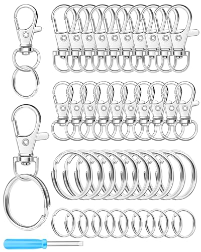 FIVEIZERO 60PCS Keychain Clips and Key Rings Kit, Swivel Snap Hooks for DIY - color: plain