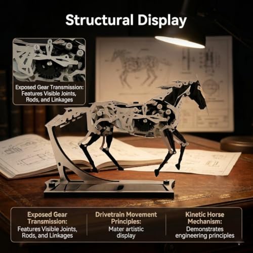 Solar Mechanical Horse, 3D Metal Puzzles for Adults, Automaton Desk Art
