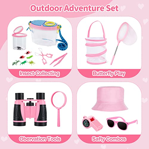 GIFTINBOX Bug Catcher Kit for Kids - Outdoor Explorer Toys Set for Kid - Bug Catching Kits with Binoculars Nature Adventure Toy for Girls Boys - Kids Exploration Gifts for Girl 3-12 Years Old