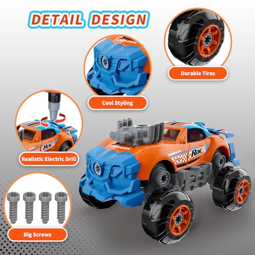 Pup Go 43 Pcs Take Apart Car for Boys Ages 3-8 Year, Build Your Own Car Set - color: Orange