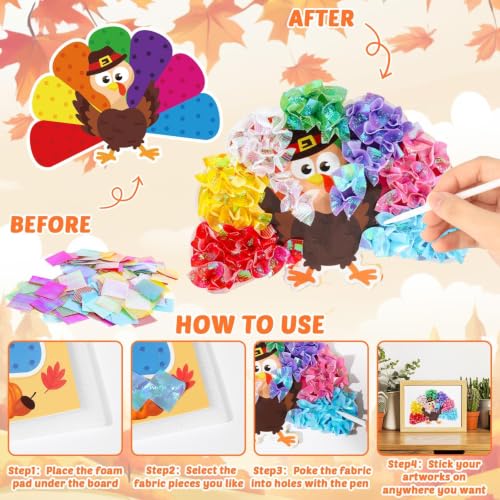 Lonfliness 8 Pcs Fall Thanksgiving Poke in Craft Kit for Kid Mess Free DIY - style: Fall Thanksgiving