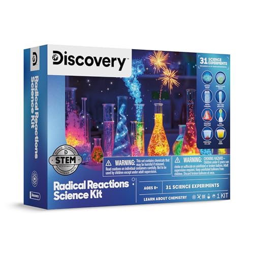Discovery Radical Reactions Science Kit - 31 Experiments STEM Lab for Kids| DIY Activity Set with Chemistry Tools, Volcano Mold, Instant Snow| Educational Learning Toy| Gift for Boys Girls| Ages 8+