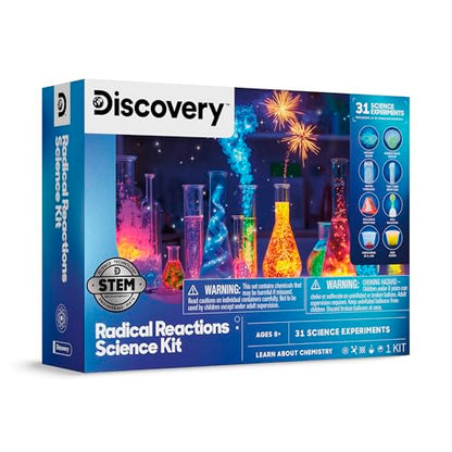 Discovery Radical Reactions Science Kit - 31 Experiments STEM Lab for Kids| DIY Activity Set with Chemistry Tools, Volcano Mold, Instant Snow| Educational Learning Toy| Gift for Boys Girls| Ages 8+