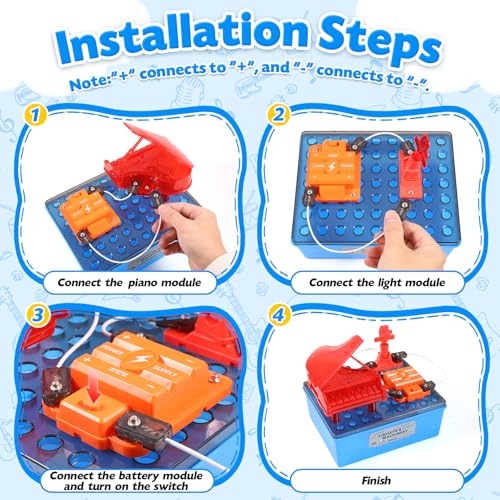 Science Kits for Kids, Children's STEM Educational Toy, DIY Circuit Connections, Playable Piano Enlightenment Toy, Educational Fun Toy Gift for Boys and Girls - color: Red