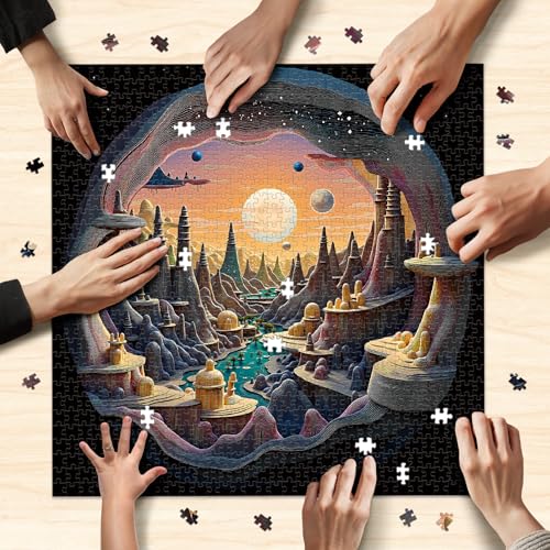 1000 Piece Jigsaw Puzzle for Adults, 3D Visual Art Puzzle - color: 3d Alien Frontier