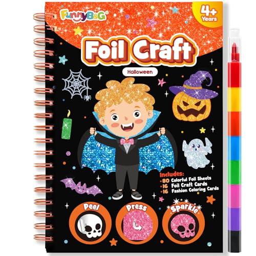 FUNNYB&G Halloween Foil Art Craft Kit for Kids, Birthday Gift Toy for Kids - style: Halloween