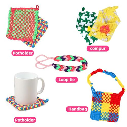 Kqiang Weaving Loom Kit for Adults: Potholder Loom Kit DIY Arts and Crafts for Adults, Easy Rainbow Loom Knitting for Beginners,Gift Ideas