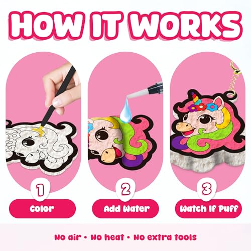 Aqua Fluffs Mess-Free 3D Puffs Art Kit for Kids Double-Sided Craft Set Kit - color: Princess, Fairies & Animals