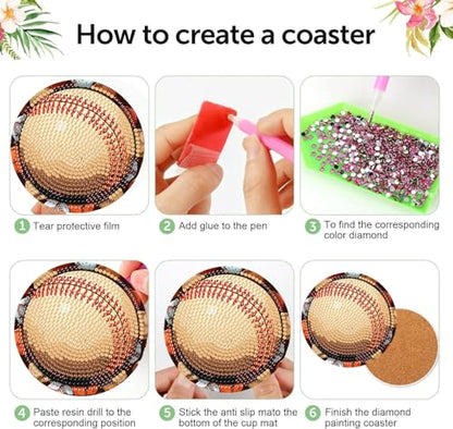 8 Pcs Diamond Art Coaster Kit for Adult with Holder, Diamond Coasters 4x4in - color: Ball Coasters, size: 8 Pcs 4x4in