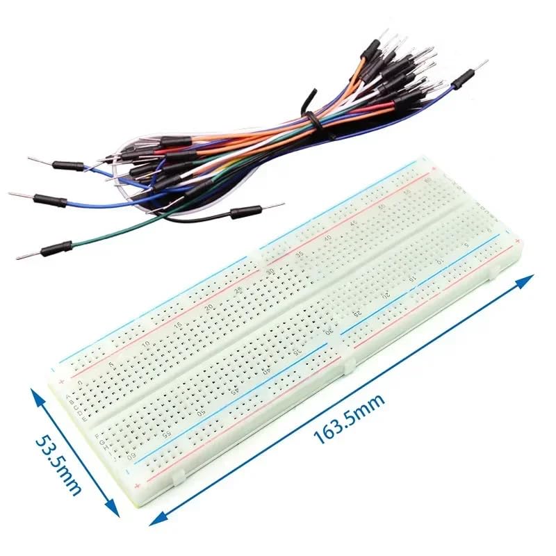 Solderless Breadboard 830 Tie Points - 65Pcs Flexible Breadboards Jumper Wires Kit for Arduino Prototyping Circuit DIY Electronic Project - color: 1pcs830TieBreadboard-JumperWire65pcs