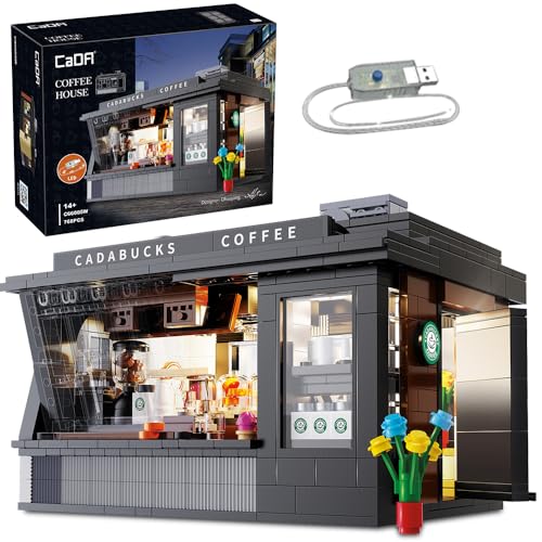 CaDA Master C66005W Japanese Coffee House Building Set,MOC Construction Coffee Shop Modular Buildings with Lights,768PCS City House Idea Collect Gift for Adults - color: C66005w