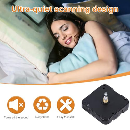 BOXOB Quartz Clock 12888 Movement Replacement, Black Wall Clock Mechanism Replacement Clock Motor Battery Operated Wall Clock Repair Parts Kit Without Second Hand & DIY - size: Thread length 5/16 inches