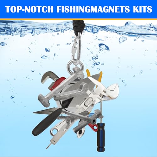VNDUEEY 1000LBS Magnet Fishing Kit, 2.95" Double Sided Neodymium Fishing Magnet Kit with Rope, Strong Magnets for Retrieving in River Lake Beach and Lawn, Includes 65Ft Rope, Carabiner, Gloves - size: 2.95" 1000LBS, style: Double Sided Kit