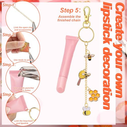 VioraWhite 213 Pcs Fall Theme Lip Gloss Keychain Making Kit - style: Fall Theme