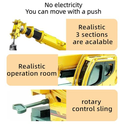 Construction Toy All-Metal Truck Crane Model Die Cast 1:50 Scale - Highly Detailed, Perfect for Collectors and Display, Durable Alloy Material, Ideal Gift - style: Truck Crane model